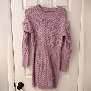 Cable Knit Sweater Dress in Lavender